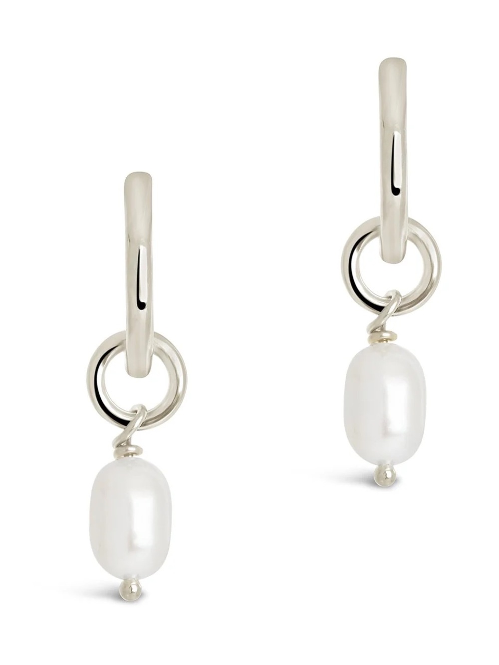 Sterling Forever Sterling Silver Pearl Drop Hoop Earrings